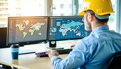Ilustración de profesionales trabajando con software BIM en arquitectura e ingeniería